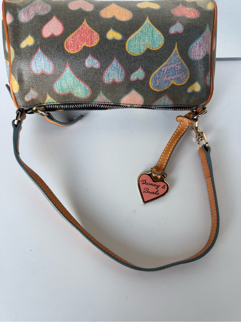 Dooney & Bourke Crayon Hearts Mini Barrel Handbag Bag Charm Black Multicolor - Picture 8 of 11